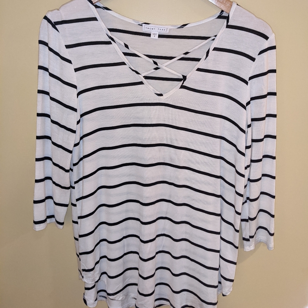Striped 3/4 length sleeves top
